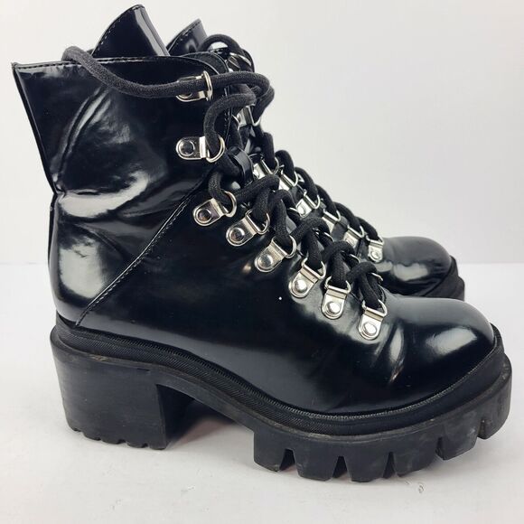 Jeffrey Campbell Marbel Faux Patent Leather Chunky Platform Combat Boot - Picture 7 of 16